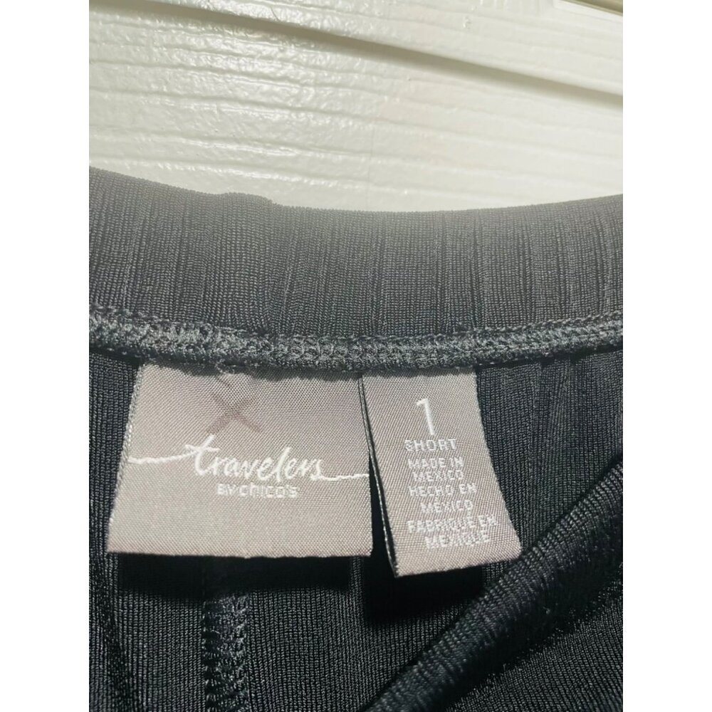 Chicos Size 1 Travelers Black Wide Leg Acetate Palazzo Pant Women’s 8-10 Slinky - Picture 2 of 3